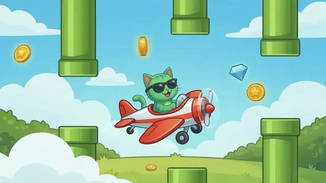 Flying Bob — аркадная игра с котом на самолёте